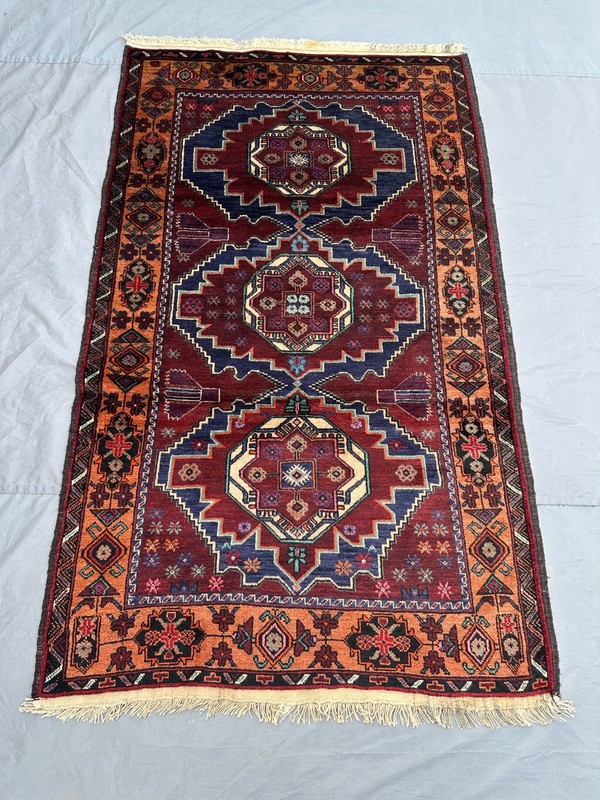 3'10 x 6'6 ft Vintage Afghan Rug Hand Knotted Wool Tribal Geometric Carpet gallery