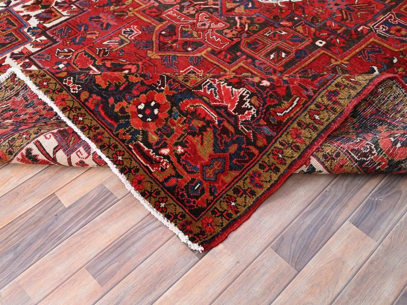 Exquisite Antique 1930-1940's Madder Root Red,Wool Pile Heriz Rug 8'2" x 11'10" gallery