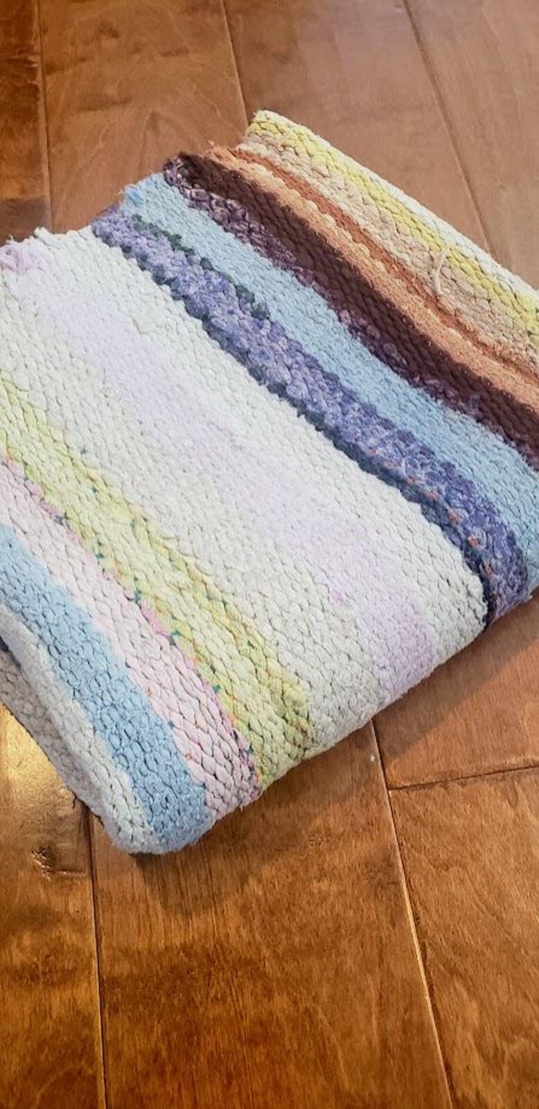 Vintage Farmhouse Handmade Rag Rug Multi-Color Stripe Flatweave Design 47"x 22" gallery