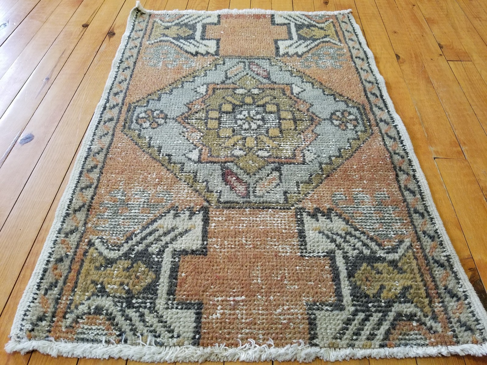 Primitive Antique 1900-1930's Wool Pile, Vegy Dy Tribal Rug 1’8”x 2’5” gallery