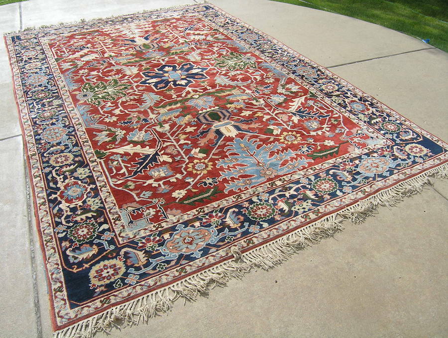 Fine Colorful Vintage Turkish Serapi Hand Woven Oriental Rug Carpet 8'6" x 13'1" gallery