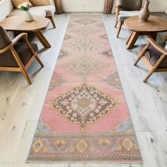 Turkish Rug Runner Hand-Knotted Low Pile Long Hallway Rug Kitchen Decor 3×13 ft