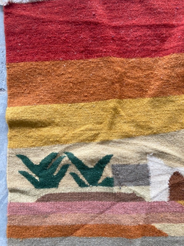 Vintage Handmade Tunisian Pictorial Traditional Wool Kilim Rug 80x40 cm gallery