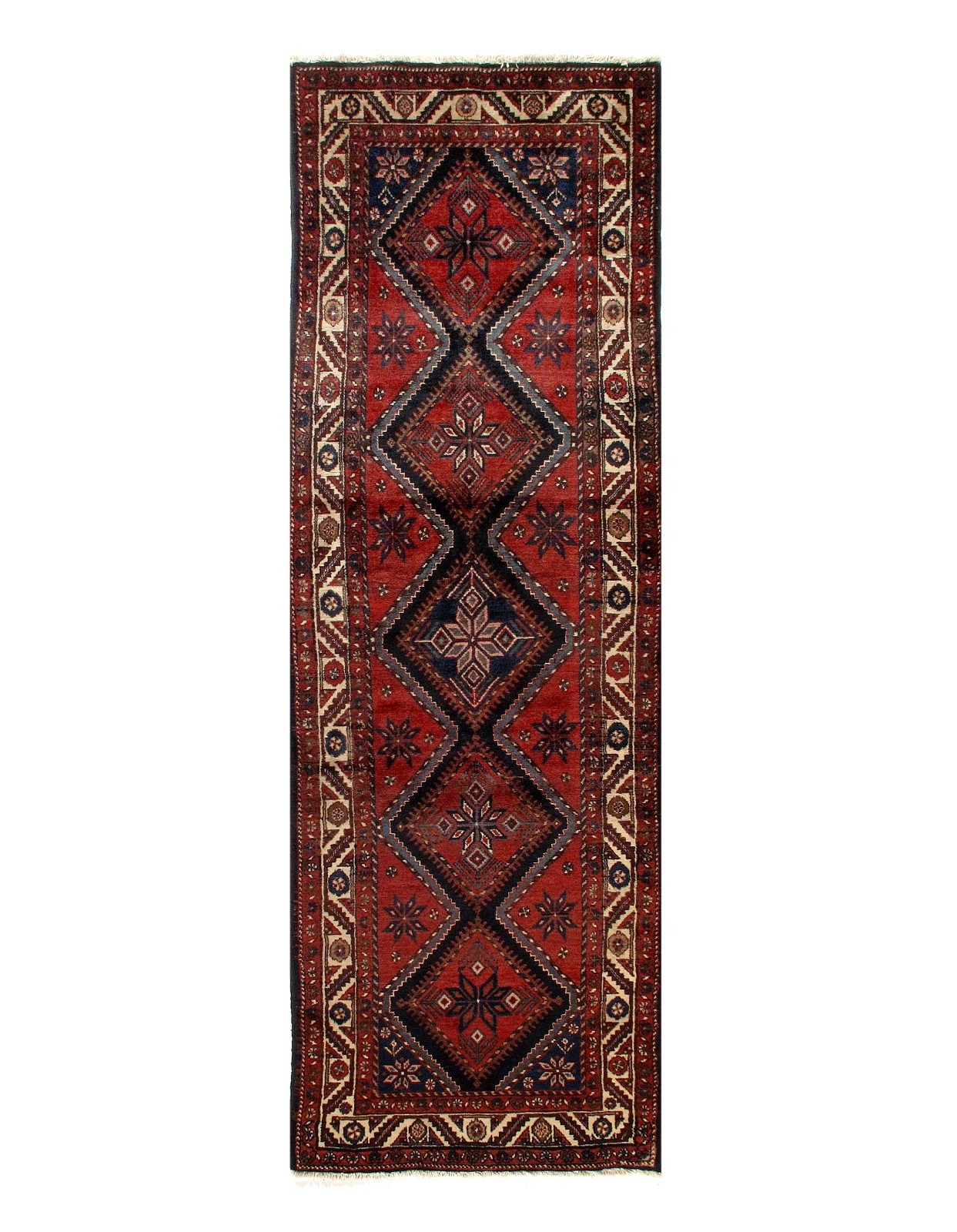 Red Antique Hand-Knotted Wool Runner Rug - 3'6" x 11'1" gallery