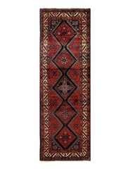 Red Antique Hand-Knotted Wool Runner Rug – 3’6″ x 11’1″