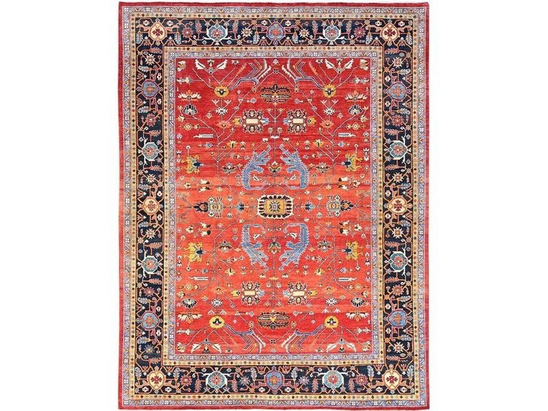 Exquisite Madder Root Red, Serapi Design, Heriz Hand-knotted Rug 8'10" x 11'8" gallery