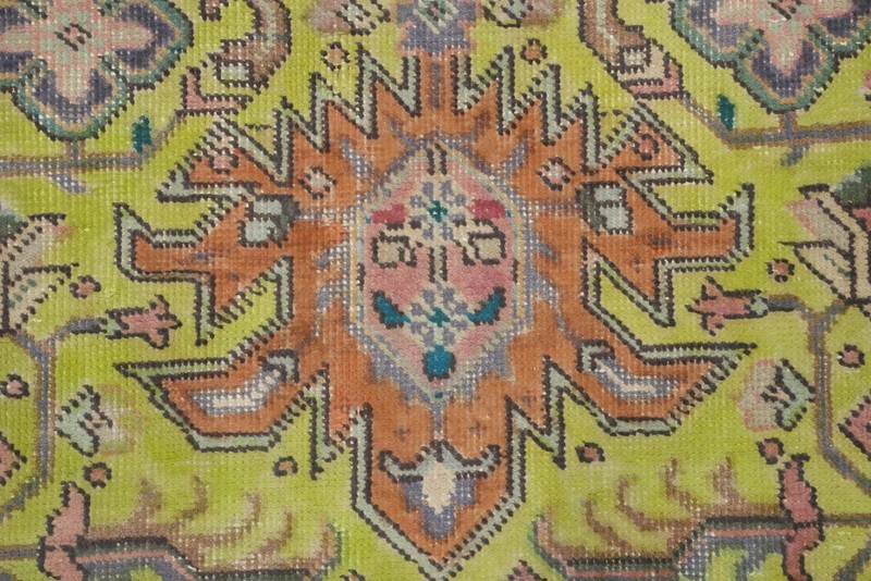 Over-Dyed Light Green Geometric Traditional Hand-knotted Room Size Rug 10x13 gallery