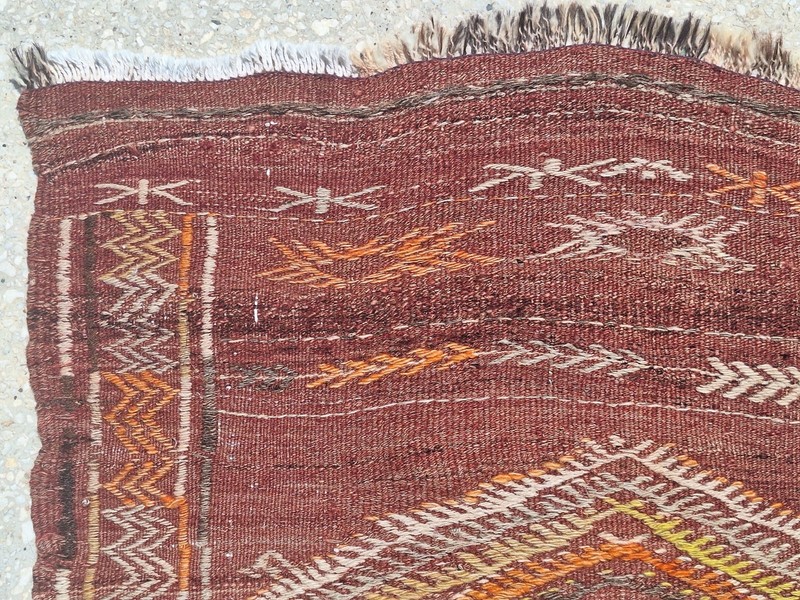 1950s Primitive Kilim Art, Turkish Hand Woven Area Rug, Bohemian Nomad Textile gallery