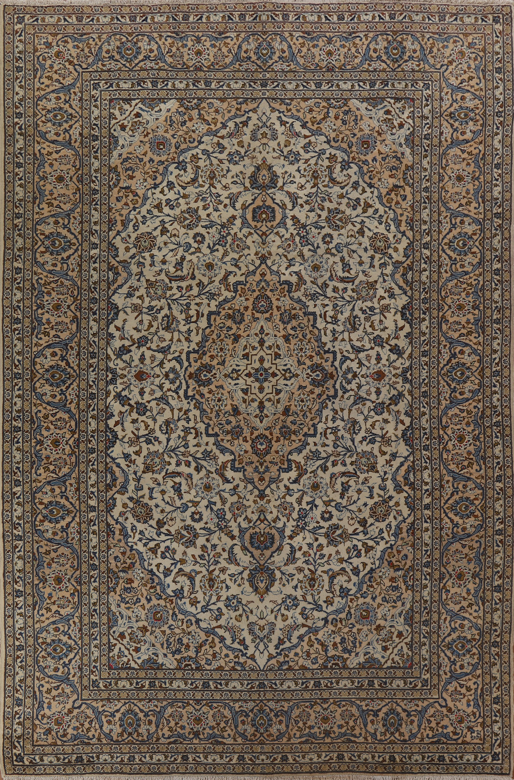 Traditional Beige Area Rug 8x12 Ft Living Room Wool Carpet Floral Vintage Rug gallery