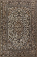 Traditional Beige Area Rug 8×12 Ft Living Room Wool Carpet Floral Vintage Rug