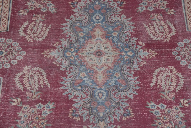 Antique Handmade Red Rug 10x13 Ft Traditional Floral Carpet Vegetable Dye Rug gallery