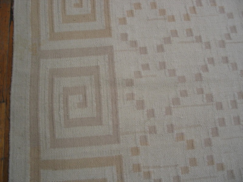 13X28 Vintage Indian Dhurries Beige Wool Area Rug 1960 gallery