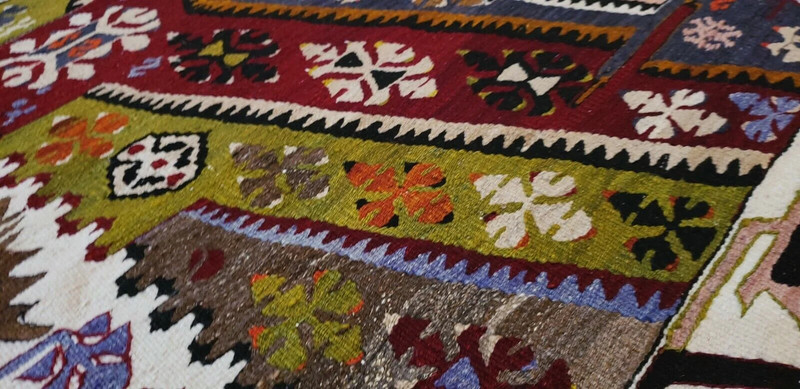 Bohemian 1940s Antique 3x12ft Runner Kilim Rug |Living Room Rug Handmade 3x12ft gallery