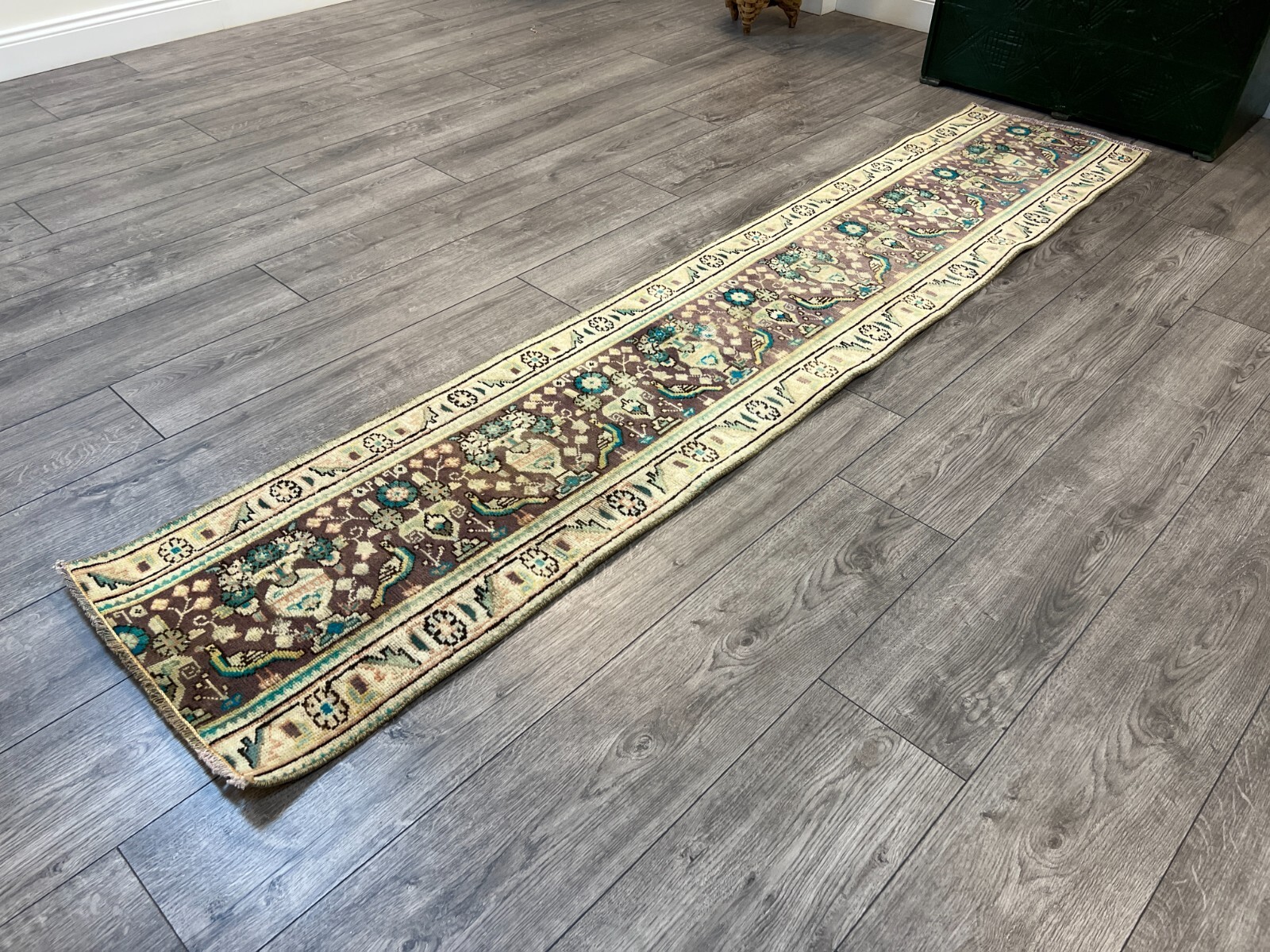 Vintage Runner Rug, Persian Rug, Entry Rug, Hallway Rug, Wool Rug, 1.4 x 7.6 ft gallery
