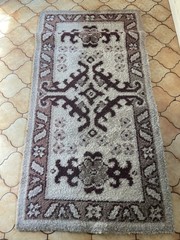 Vintage Retro Large Hand Knotted? Wool? Rug 175x92cm Well Used (26dr