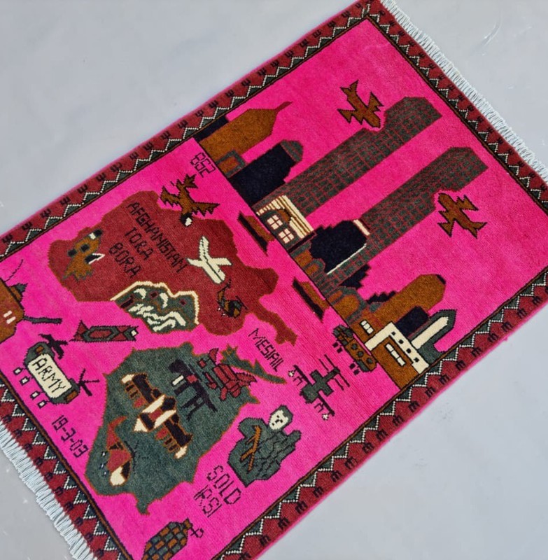A Beautifully Handmade Afghan war Rug Rare Design Great Quality 123X 80 Cm gallery