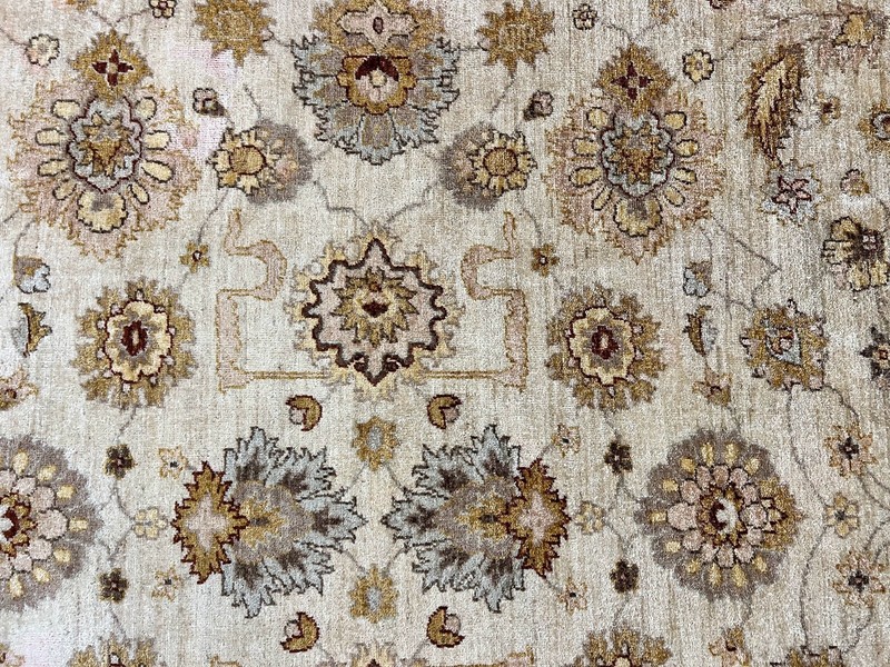 Peshawar Rug 8x10 Oushak Carpet Floral Handmade Farmhouse Rug Neutral Colors gallery