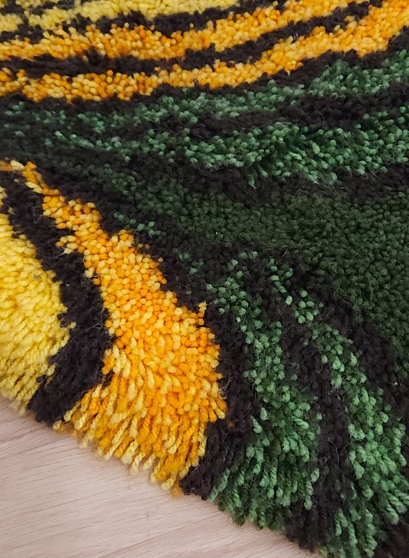 Handmade wool Rug carpet Wall Hanging Tapestry green Vintage Mid Century 60s 70s gallery