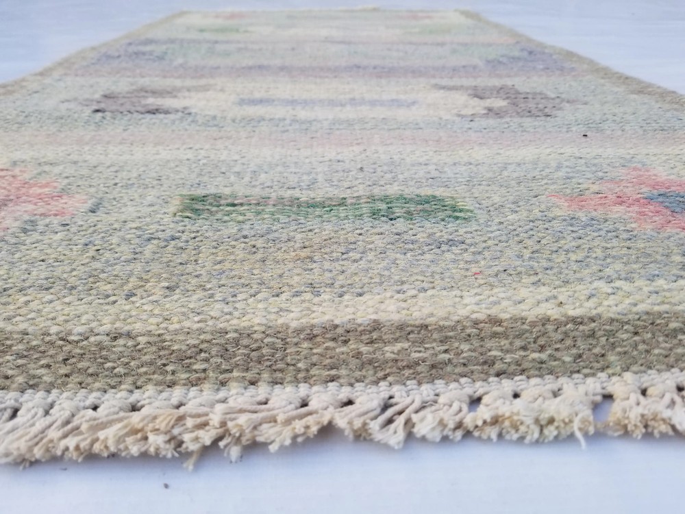 Vintage Traditional Handmade Oriental Wool Multicolor Kilim Rug 4.3x2.2 ft