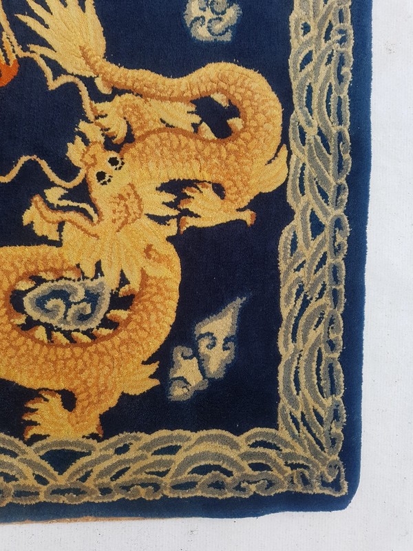 Vintage Tibetan Chinese Handmade Dragon Multicolor Wool Rug Carpet 138x70 cm gallery