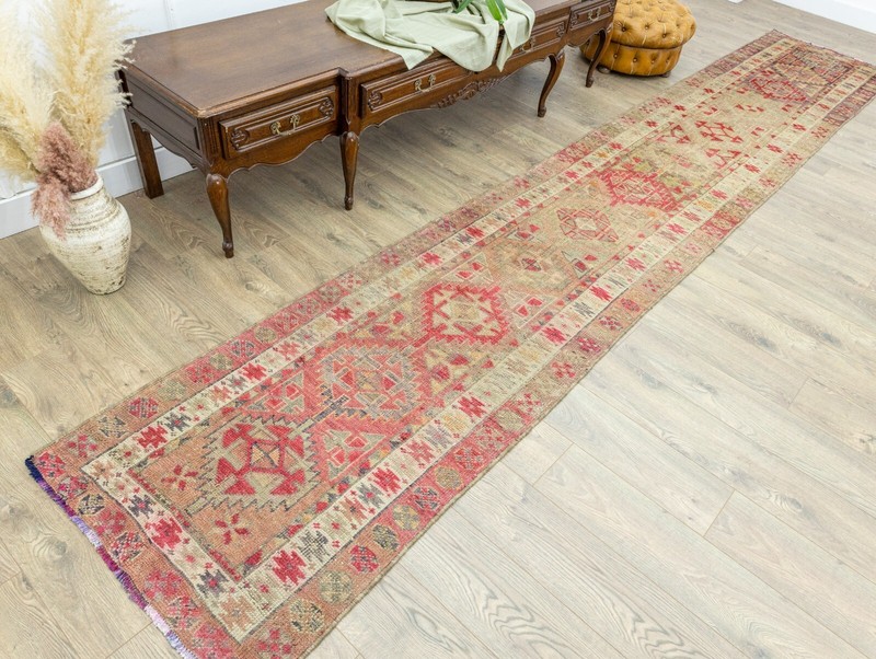 Vintage Turkish Hand-Knotted Oushak Rug - Wool Pastel Extra Long Runner 3x16 ft gallery