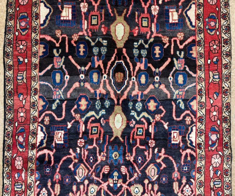 Vintage Hand Knotted Arak Tribal Wool Rug 5x8 Navy Red Geometric Oriental Carpet gallery