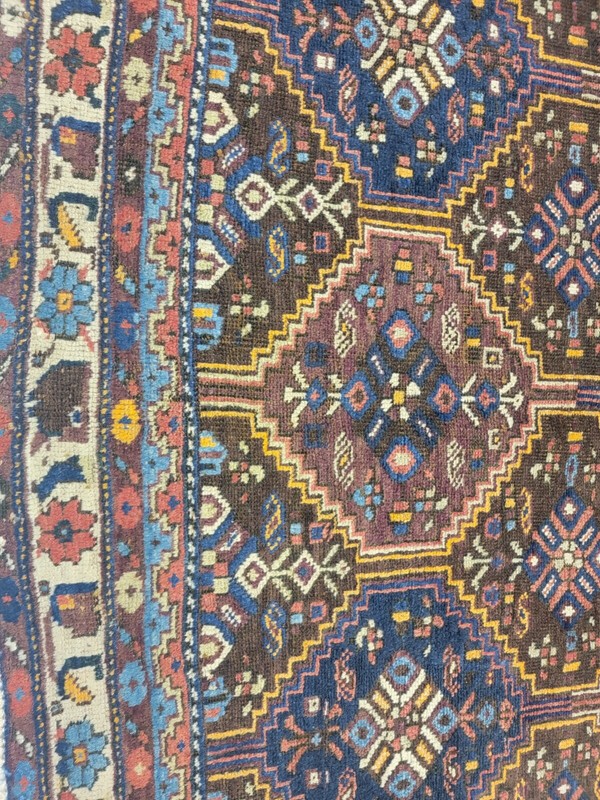 Antique Oriental Hand-Knotted Wool Area Rug Terracotta/Blue/Beige 4'10" x 6'4" gallery