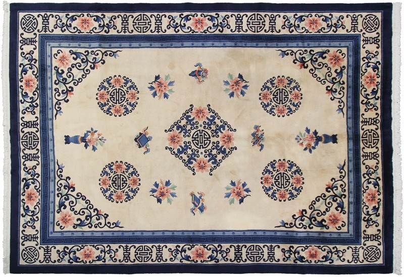 9x12 Vintage Chinese Peking Art Deco Rug Ivory 254cm x 353cm C.1930 gallery