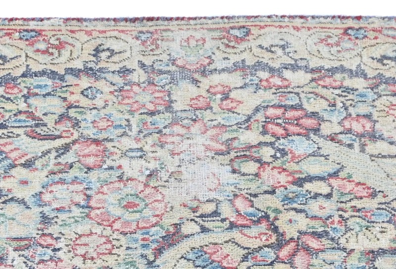 Semi-Antique Distressed Oriental Rug 1'7X2'3 ft Muted Floral Entryway Carpet gallery