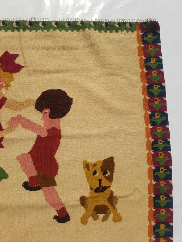 Vintage Traditional Handcrafted Pictorial Kilim Rug for Home Décor 141x92 cm gallery