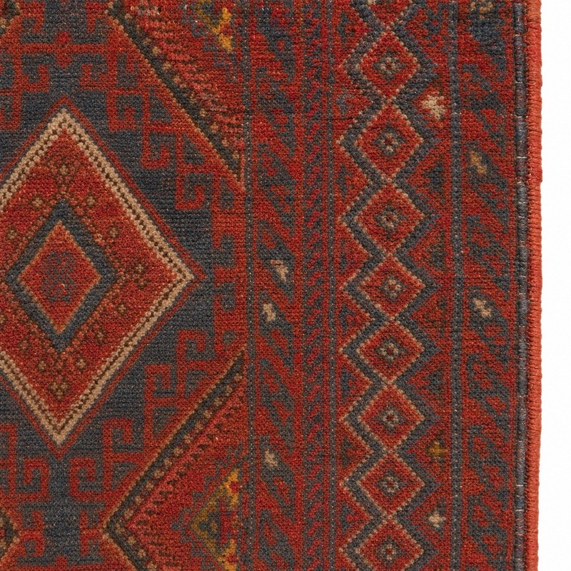 Vintage Afghan Baluchi Wool Runner Rug Hand Knotted Medallion Red Blue 2x8 Feet gallery