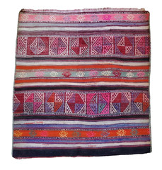 VTG Turkish Rug Handmade Wool Antolian Cicim Tapestry Mat EUC Pretty 39″ x 42″