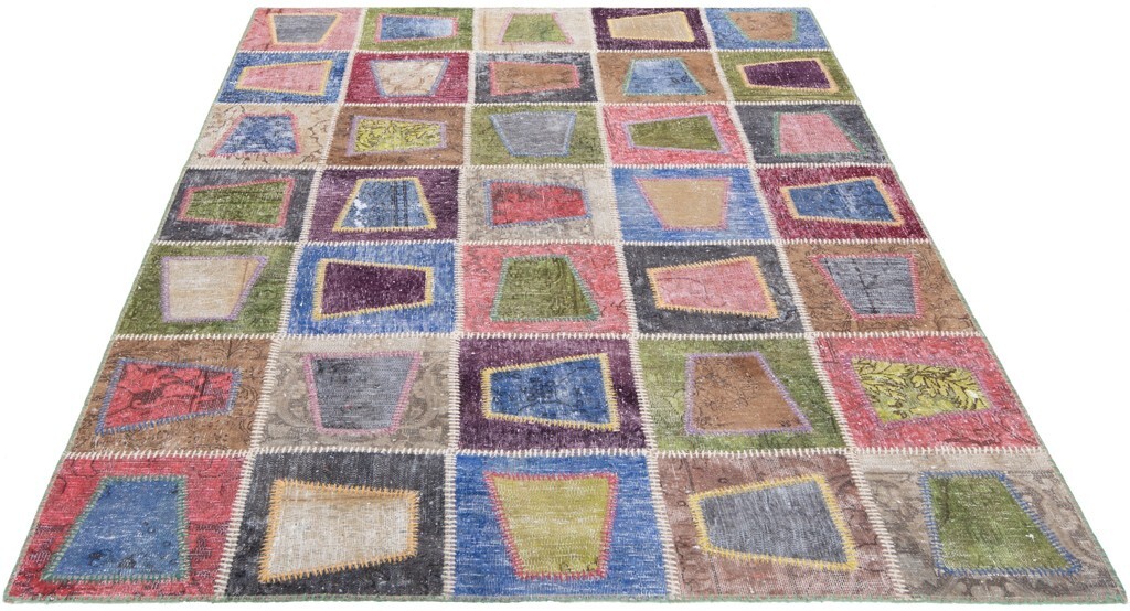Patchwork 213x151 cm Hand Knotted Vintage Oriental Rug Rectangular gallery