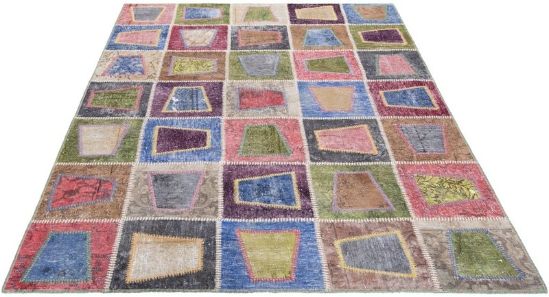 Patchwork 213x151 cm Hand Knotted Vintage Oriental Rug Rectangular gallery