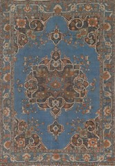 Over-Dyed Blue Area Rug 7×10 Traditional Vintage Hand-knotted Wool Living Room