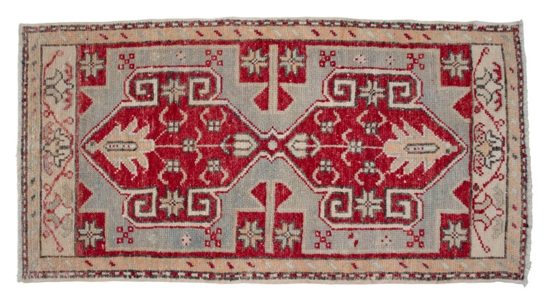 Vintage Turkish Rug Handmade Small Rug, Wool Doormat, Kitchen Rug, 2x3 ft approx gallery