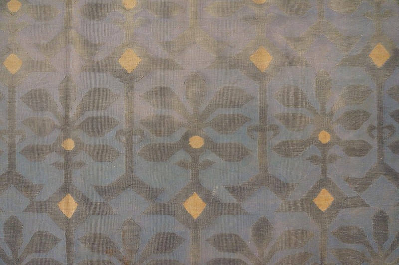 16X24 Antique Indian Dhurries Blue Cotton Area Rug 1920 gallery