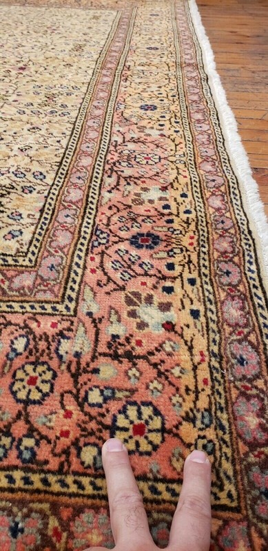 Exquisite Cr1930-1939s Antique Wool Pile Floral Patterned Bunyan Rug 6'7"×9'8" gallery