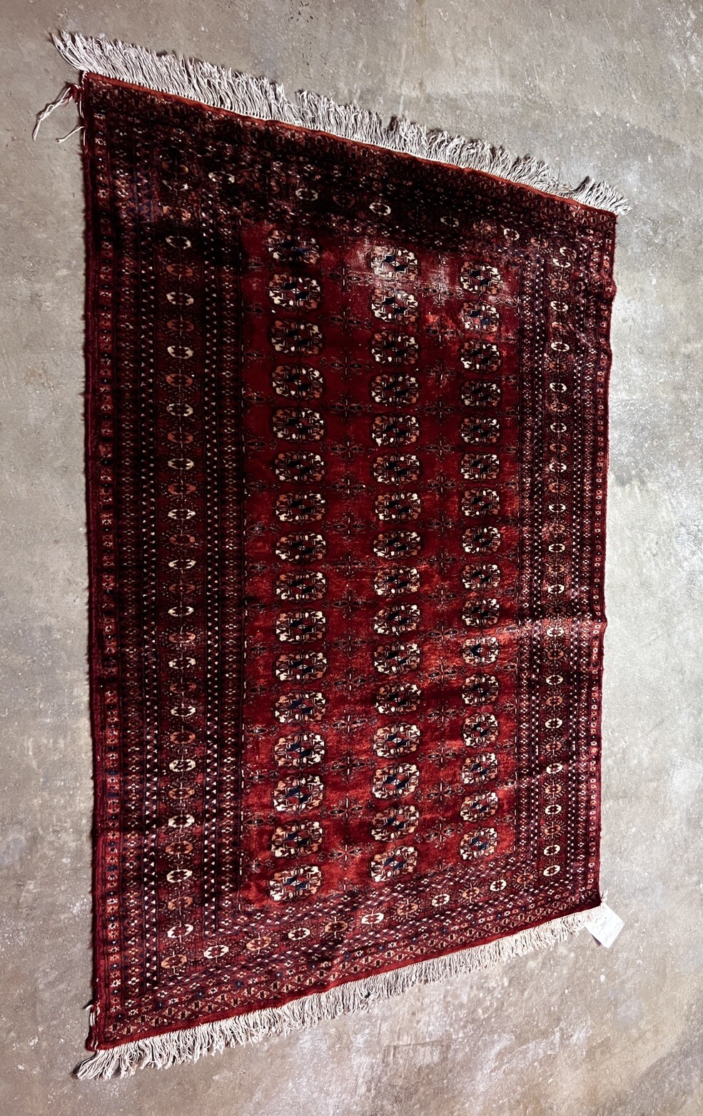 Antique Hand Knotted Oriental Bokahara Rug 4.0x5.1 ft gallery
