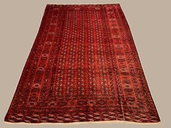Vintage Afghan Turkoman village Rug 360×240 cm, Red, Black Tribal Large
