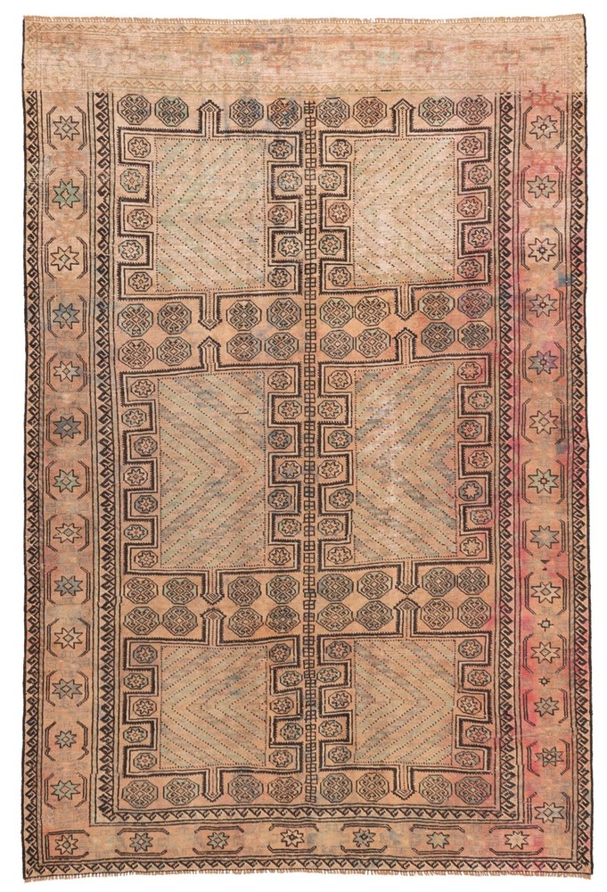 Vintage Hand-Knotted Carpet 6'6" x 9'8" Traditional Oriental Wool Area Rug