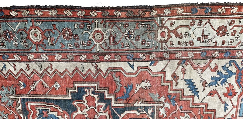 10x13 Antique Rare Handmade Geometric Area Rug Rust 288cm x 392cm c.1880 gallery