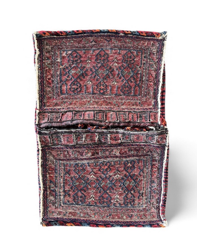 Tribal Saddle Bag red and blue geometric circa 1920 1930s
