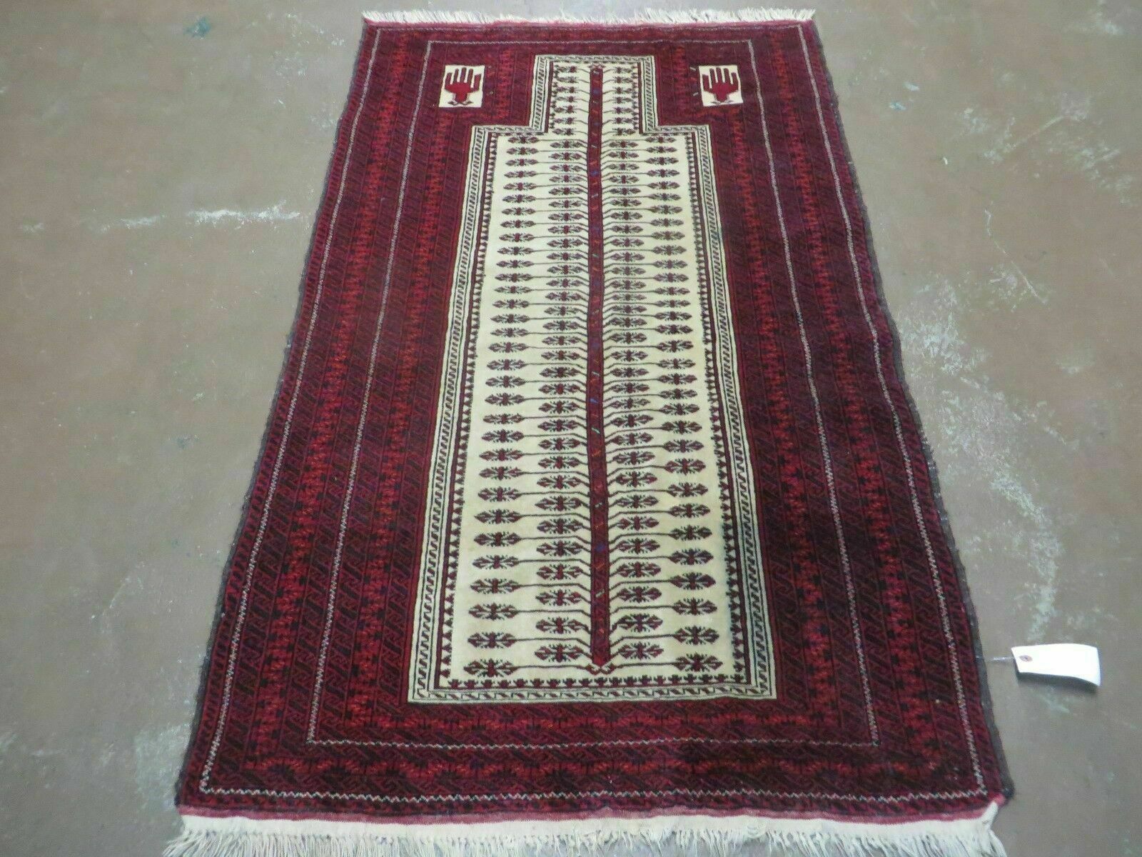 3' X 5' Antique Handmade Turkoman Balouchi Prayer Wool Rug Khamesh gallery