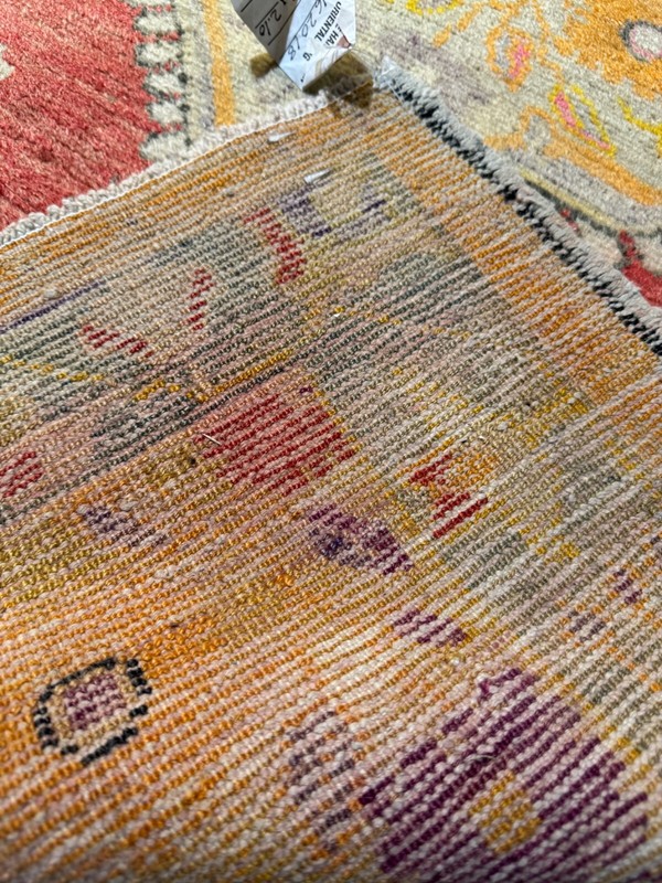 Oriental Hand-Knotted Wool Area Rug Turkish Oushak Red/Ivory/Copper 2'10" x 5'3" gallery
