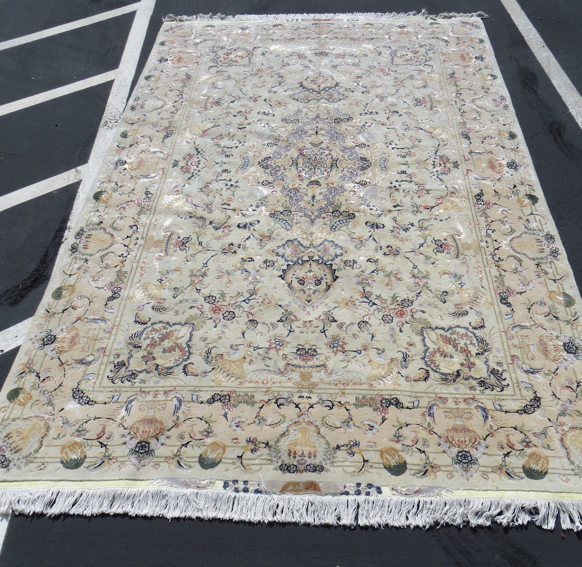 Beauty! Genuine Hand Made Tabrizz rug wool/silk 7" x 10" signed nice! gallery