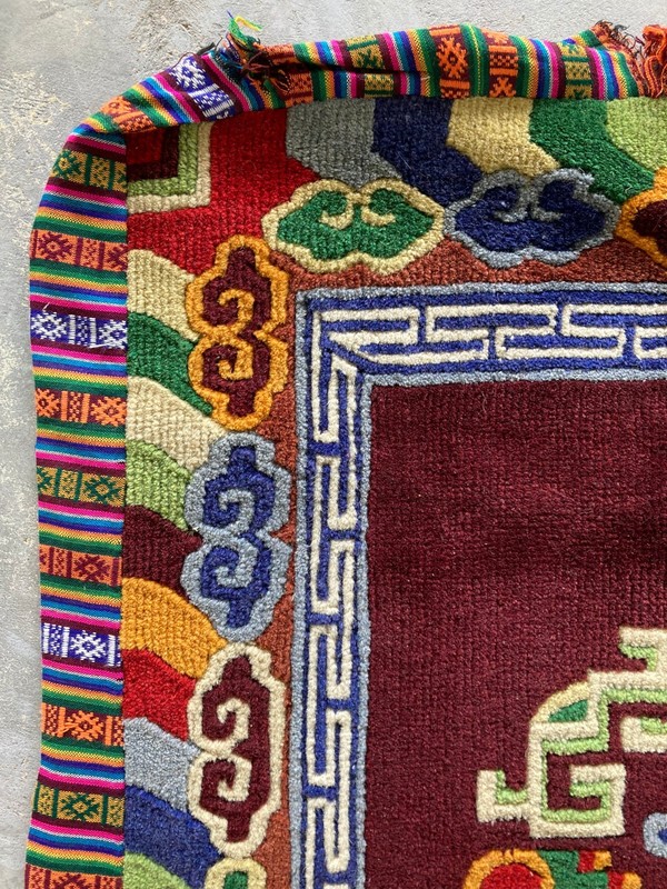 Vintage Chinese Tibetan Handmade Floral Multicolor Wool Rug 2 Carpet gallery