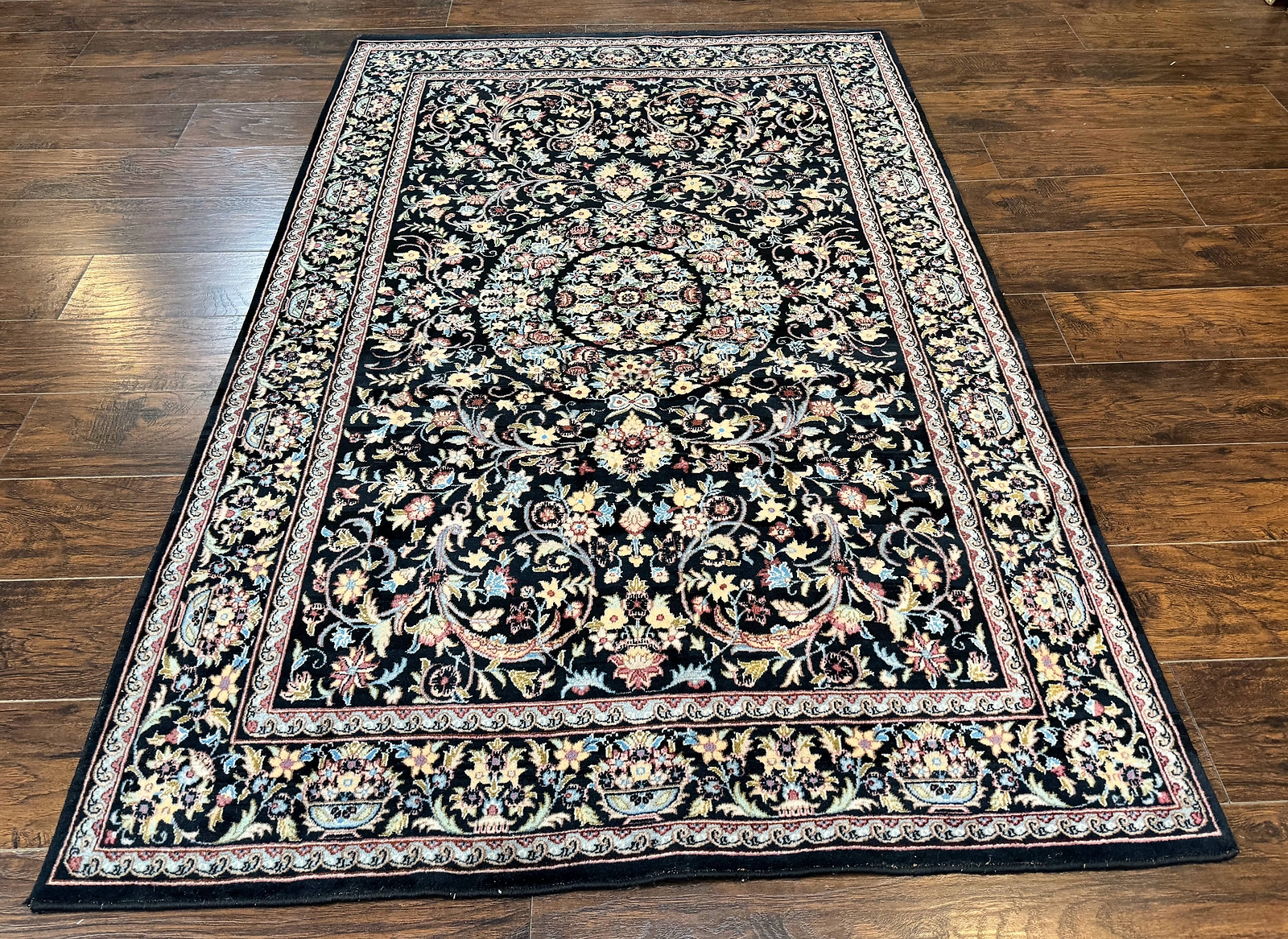 Black Pak Per'sian Rug 5x7 Floral Colorful Handmade Vintage Wool Carpet Fine gallery
