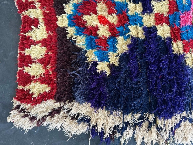 Handmade Moroccan Boucharouite Runner Rug 1'3"x9'3" Vintage Berber Tribal Carpet gallery