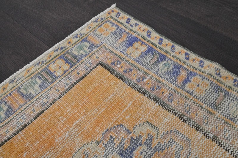 Vintage Turkish Runner Rug 3x11ft ORANGE Handmade Anatolian Oushak Hallway Wool gallery